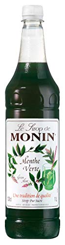 MONIN Premium Coffee Syrup 1 Litre Green Mint and Pump