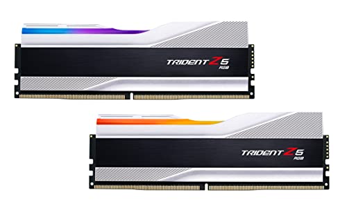 G.Skill Trident Z5 RGB silber DIMM Kit 32GB, DDR5-7200, CL34-45-45-115, on-die ECC (F5-7200J3445G16GX2-TZ5RS)