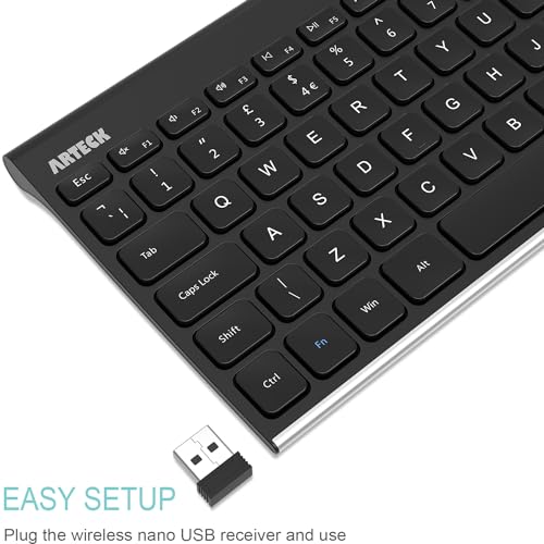Arteck 2.4G wireless Keyboard Stainless Steel Ultra Slim, EN (HW086)