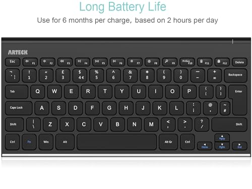 Arteck 2.4G wireless Keyboard Stainless Steel Ultra Slim, EN (HW086)
