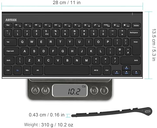 Arteck 2.4G wireless Keyboard Stainless Steel Ultra Slim, EN (HW086)