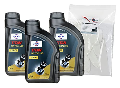 Fuchs Titan Sintofluid SAE 75W80 GL-4 Manual Transmission Fluid Twin Pack & Powerenhancer Oil Change Care Kit