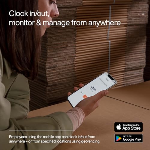 TimeMoto TM–616 Employee Time Clock With RFID and PIN Punching, Office Time Card Machine For Up to 200 Users, Clocking, Scheduling, Timesheets, Reports, Wi-Fi, App for iOS/Android, 3-Year Warranty