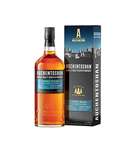 Auchentoshan Three Wood | Scotch | Lowland | Single Malt Whisky | Rich and Fruity | Olorosso and Pedro Ximenez Sherry Oak Cask Matured | 43 Percent ABV | 70 cl