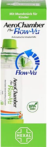 Hexal AeroChamber flow-Vu children with mouth piece green