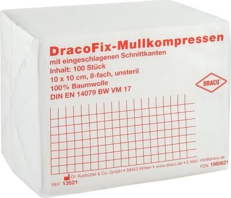 Dr. Ausbüttel DracoFix OP-Kompressen unsteril 8fach 10 x 10cm, 100 Stück