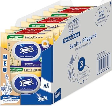 Tempo Sanft & Pflegend feuchte Toilettentücher weiß, 42 Stück