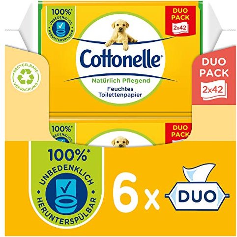 Cottonelle Natürlich pflegend feuchte Toilettentücher weiß, 42 Stück (12x 44 Stück)