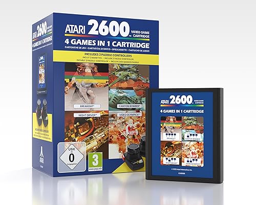 Atari 2600+ Game cartridge - 4 Games in 1 incl. 2 Paddle controller
