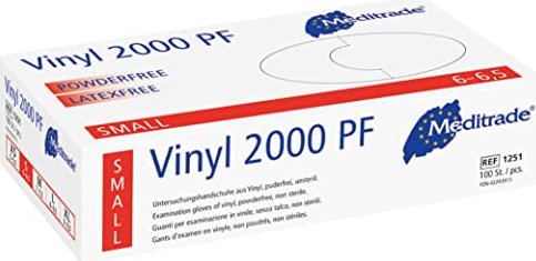 Meditrade Vinyl 2000 PF Einweghandschuhe S, 100 Stück (1251S)