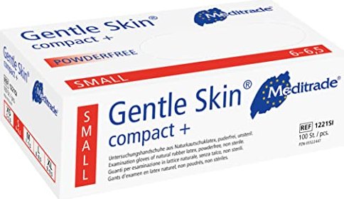 Meditrade Gentle Skin Compact+ Latex Einweghandschuhe S, 100 Stück (1221SI)