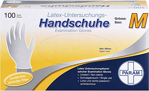 Param Latex puderfrei Einweghandschuhe M, 100 Stück