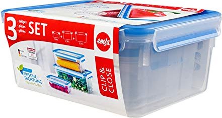Emsa Clip&Close rectangular storage basin set, 3-piece. blue (508567)