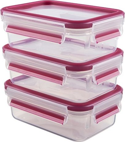 Emsa Clip&Close rectangular storage basin set, 3-piece. raspberry (515582)