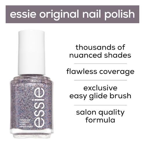 essie Original Nail Polish, 511 congrats, Silver Pink Glitter Nail Polish, 13.5 ml