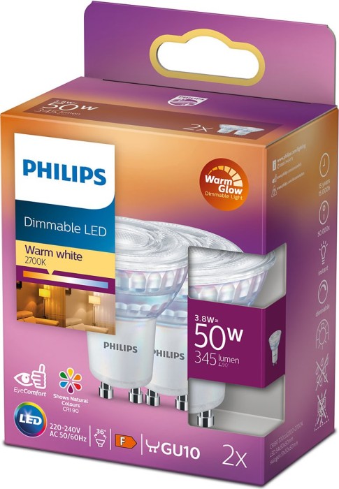 Philips Classic LED Reflektor GU10 3.8W/WW dimmbar, 2er-Pack (929002065718)