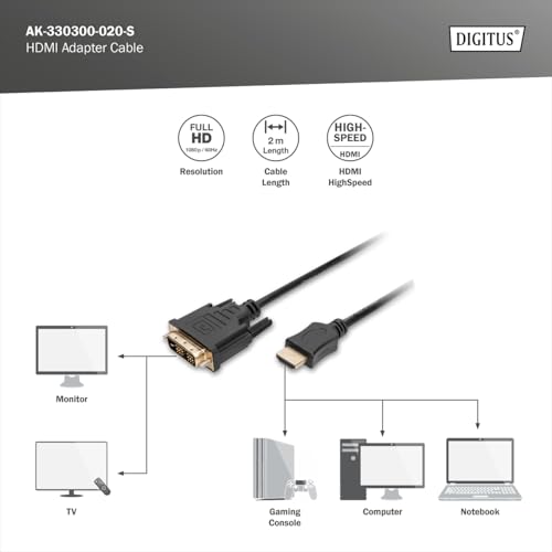 Digitus HDMI/DVI Adapterkabel, 2m (AK-330300-020-S)
