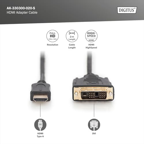 Digitus HDMI/DVI Adapterkabel, 2m (AK-330300-020-S)