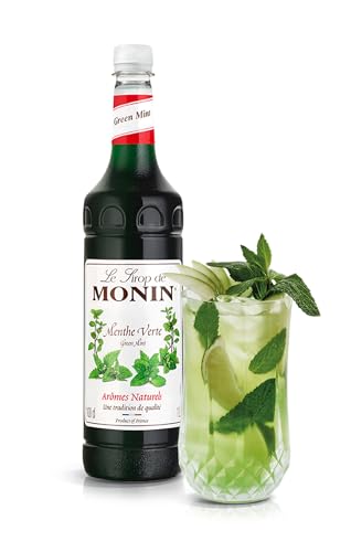 MONIN Premium Coffee Syrup 1 Litre Green Mint and Pump