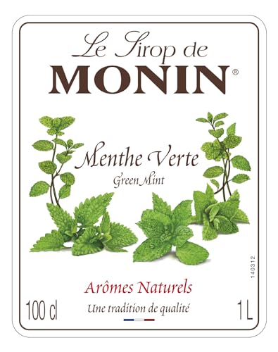 MONIN Premium Coffee Syrup 1 Litre Green Mint and Pump