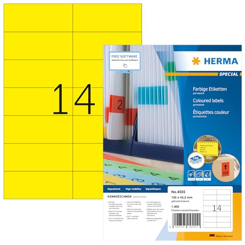 Herma Etiketten, 105x42.3mm, gelb, 100 Blatt (4555)