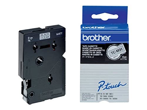 Brother TC-M91 Beschriftungsband, 9mm, schwarz/transparent (TCM91)