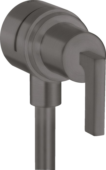 Hansgrohe AXOR Citterio wall connectionStop with backflow preventer, cutoff valve and lever handle brushed black chrome (39882340)