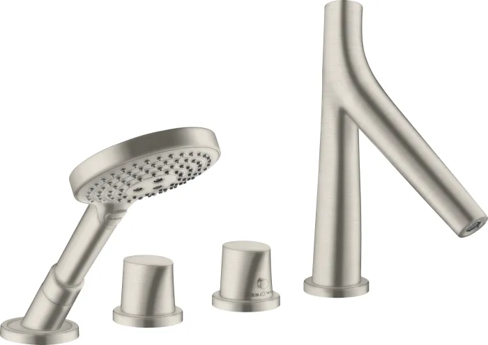 Hansgrohe AXOR Starck Organic 4 holes bath faucet with thermostat stainless steel look (12425800)