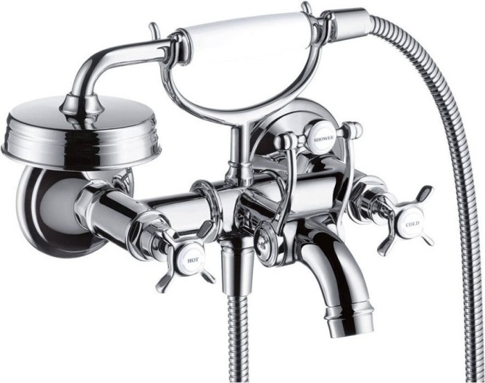 Hansgrohe AXOR Montreux 2-grip single lever manual bath mixer surface mounted with cross handles brushed black chrome (16540340)