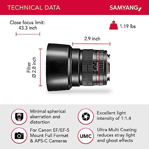 SAMYANG 85 mm f/1.4 IF Lens - for Canon