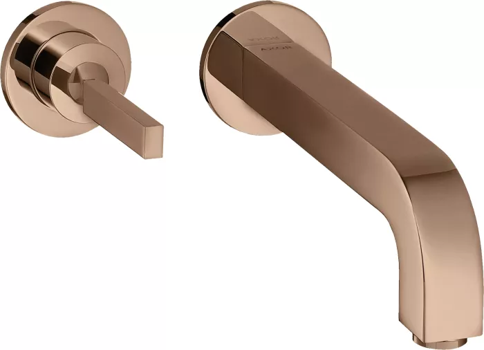 Hansgrohe AXOR Citterio single lever-Waschtischmischer flush for wall mounting with pin handle outlet 220mm and rosettes polished red gold (39116300)