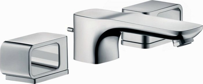 Hansgrohe AXOR Urquiola 3-hole Waschtischarmatur 50 with rosettes and pop-up waste darin set polished gold optic (11041990)