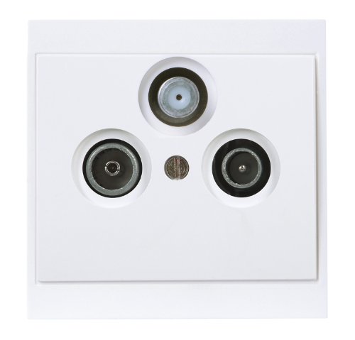 Kopp Malta 916113089 Antenna Socket with 3 Outlets TV/RF/SAT/Single or Through-Type Socket Arctic White