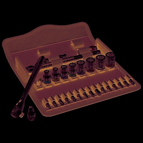 Wera 05004018001 8100 SA 8 Zyklop Metal Ratchet Set with switch lever, 1/4" drive, metric 28 pieces