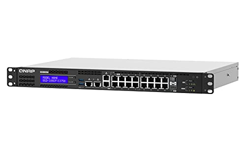 QNAP QGD-1602P Dual-System VM-Host & NAS Rackmount Gigabit Managed Switch, 16x RJ-45, 2x SFP+, PoE++ (QGD-1602P-C3758-16G)