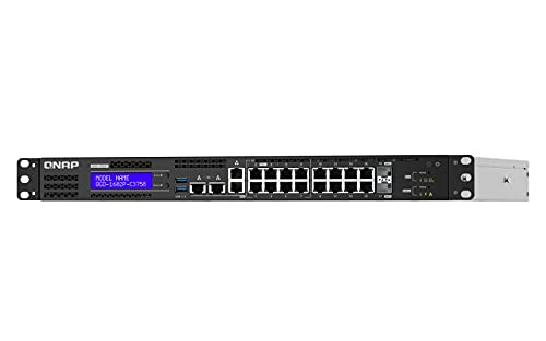 QNAP QGD-1602P Dual-System VM-Host & NAS Rackmount Gigabit Managed Switch, 16x RJ-45, 2x SFP+, PoE++ (QGD-1602P-C3758-16G)