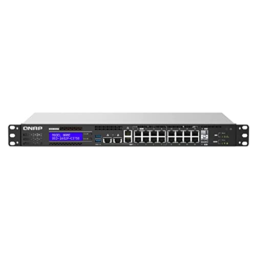 QNAP QGD-1602P Dual-System VM-Host & NAS Rackmount Gigabit Managed Switch, 16x RJ-45, 2x SFP+, PoE++ (QGD-1602P-C3758-16G)