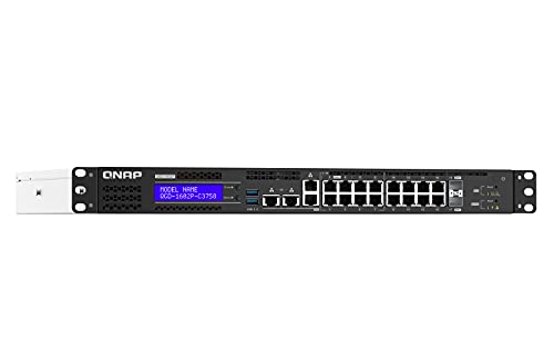 QNAP QGD-1602P Dual-System VM-Host & NAS Rackmount Gigabit Managed Switch, 16x RJ-45, 2x SFP+, PoE++ (QGD-1602P-C3758-16G)