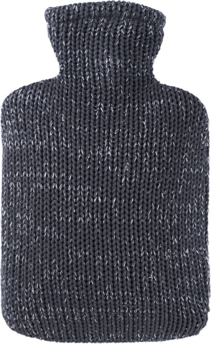 Hugo Frosch classic knitted cover hot water bottle lurex anthracite (0590)