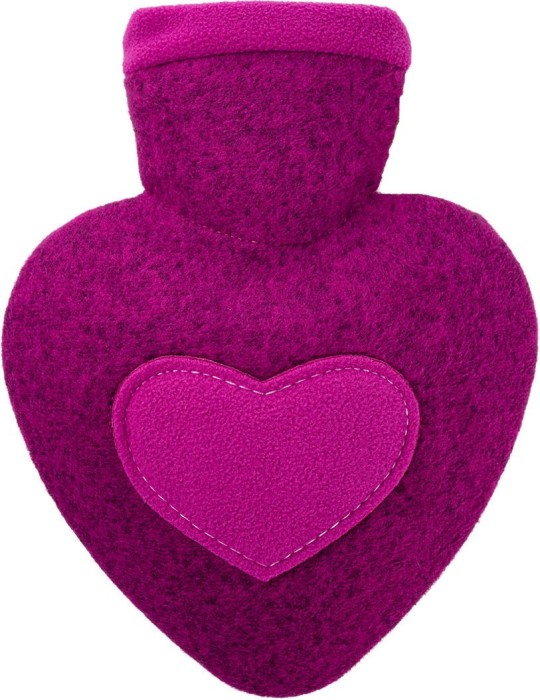 Hugo Frosch heart knitted cover Filzoptik hot water bottle raspberry-melange (0203)