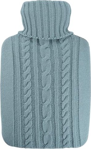 Hugo Frosch classic knitted cover hot water bottle pastel-blue (0561)