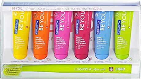 Curaden Curaprox Zahncreme Mix-Set mit Zahnbürste, 6x60ml