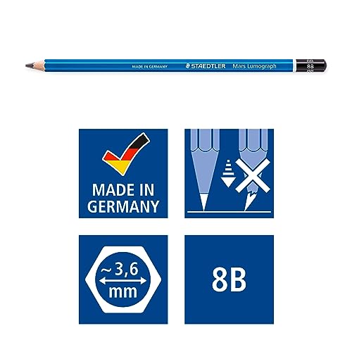Staedtler Mars Lumograph 100 Bleistift 8B blau, 12er-Pack (100-8B)