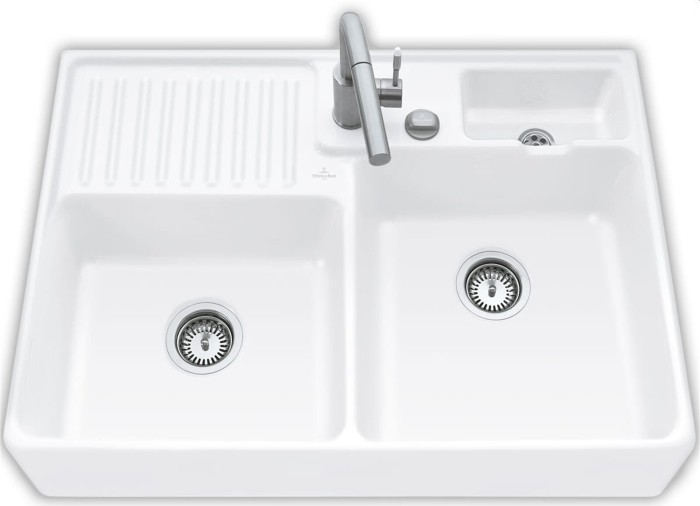 Villeroy & Boch sink basin right with drain remote snow white (632392KG)