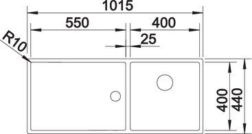 Blanco Claron 400/550-T-IF InFino installation basin left stainless steel (521599)