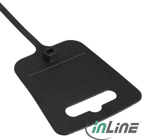 InLine cable tie with marking field and Eurolochung, 200mm, 5mm, 100 pieces, black (59967J)