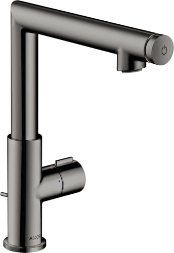 Hansgrohe AXOR Uno bathroom sink tap Select 220 with pop-up waste darin set polished black chrome (45016330)