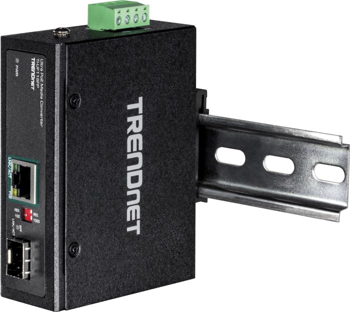 TRENDnet TI-UF11SFP Industrial media Converter, RJ-45, SFP, PoE++