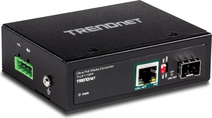 TRENDnet TI-UF11SFP Industrial media Converter, RJ-45, SFP, PoE++