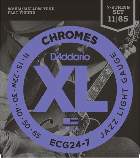 D'Addario XL Chromes Flat Wound 7-string jazz Light (ECG24-7)